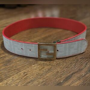 Fendi White & Red Reversible Belt